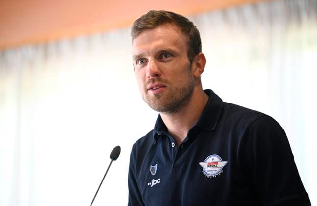 Tour de France 2026 Media Activities 03 07 2026 BARCELONA, SPAIN - JULY 03 : Van Lerberghe Bert (BEL) of Soudal Quick-Step speaking with the media during a press conference, PK, Pressekonferenz prior to the 113rd edition of Tour de France 2026, on July 3, 2026 in Barcelona, Spain, 03 07 2026 Barcelona Spain  Copyright: xTomasxSiskx