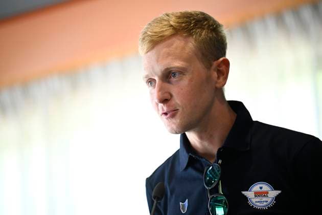 Tour de France 2026 Media Activities 03 07 2026 BARCELONA, SPAIN - JULY 03 : Merlier Tim (BEL) of Soudal Quick-Step speaking with the media during a press conference, PK, Pressekonferenz prior to the 113rd edition of Tour de France 2026, on July 3, 2026 in Barcelona, Spain, 03 07 2026 Barcelona Spain  Copyright: xTomasxSiskx