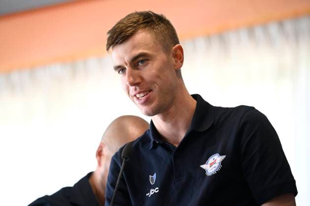 Tour de France 2026 Media Activities 03 07 2026 BARCELONA, SPAIN - JULY 03 : Eenkhoorn Pascal (NED) of Soudal Quick-Step speaking with the media during a press conference, PK, Pressekonferenz prior to the 113rd edition of Tour de France 2026, on July 3, 2026 in Barcelona, Spain, 03 07 2026 Barcelona Spain  Copyright: xTomasxSiskx