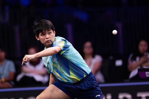 LOS ANGELES, CALIFORNIA - JULY 02: Lin Shidong of China competes in the Men s Singles - Round of 16 match against Alexis Lebrun of France on day 7 of United States Smash 2026 at Ontario Convention Center on July 2, 2026 in Los Angeles, California.  Copyright: xVCGx 111651985557