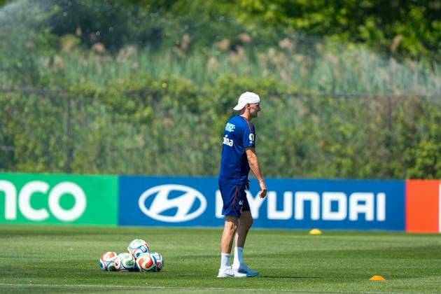 Fotball-VM 2026: New Jersey, USA 20260703. Det norske fotballandslaget trener pa Melanie Lane Training Ground for 8 -delsfinalen i VM mot Brasil. Foto: Terje Pedersen NTB New Jersey USA EDITORIAL USE ONLY. RESTRICTED USE FOR BETTING COMPANIES Ref:_SPOBmyD68gXSGs.jpg *** 2026 FIFA World Cup, New Jersey, USA, July 3, 2026: The Norwegian national soccer team trains at Melanie Lane Training Ground ahead of their World Cup quarterfinal match against Brazil. Photo: Terje Pedersen, NTB, New Jersey, USA. EDITORIAL USE ONLY. RESTRICTED USE FOR BETTING COMPANIES.  Copyright: xTerjexPedersenx xNTBx