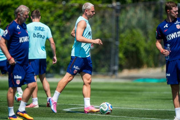 Fotball-VM 2026: New Jersey, USA 20260703. Det norske fotballandslaget trener pa Melanie Lane Training Ground for 8 -delsfinalen i VM mot Brasil. Foto: Terje Pedersen NTB New Jersey USA EDITORIAL USE ONLY. RESTRICTED USE FOR BETTING COMPANIES Ref:_SPOMZrOCzmZHo8.jpg *** 2026 FIFA World Cup, New Jersey, USA, July 3, 2026: The Norwegian national soccer team trains at Melanie Lane Training Ground ahead of their World Cup quarterfinal match against Brazil. Photo: Terje Pedersen, NTB, New Jersey, USA. EDITORIAL USE ONLY. RESTRICTED USE FOR BETTING COMPANIES.  Copyright: xTerjexPedersenx xNTBx