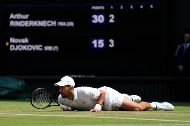 2026-07-03 The Championships - Wimbledon 2026 - Day Five LONDON, UNITED KINGDOM - JULY 3: Novak Djokovic of Serbia during Day Five of the The Championships - Wimbledon 2026 at All England Lawn Tennis and Croquet Club on July 3, 2026 in London, England. (Photo by Marleen Fouchier BSR Agency) London United Kingdom Content not available for redistribution in The Netherlands directly or indirectly through any third parties. Copyright: xBSRxAgencyx