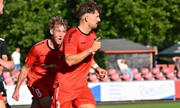 03.07.2026 - Fussball - Saison 2026 2027 - BFV - Toto-Pokal : ASV Neumarkt - SV Fortuna Regensburg - - xwoxzix - Torjubel Jubel Freude nach Treffer Tor Torschuß zum 1:1 durch Maximilian Bergler (9, ASV Neumarkt ) - Elias Meyer (8, ASV Neumarkt ) Maximilian Bergler (9, ASV Neumarkt ) *** July 3, 2026 Soccer Season 2026–2027 BFV Toto Cup ASV Neumarkt vs. SV Fortuna Regensburg xwoxzix Goal celebration Cheering Joy after a goal Goal Shot on goal to tie the game at 1–1 by Maximilian Bergler 9, ASV Neumarkt Elias Meyer 8, ASV Neumarkt Maximilian Bergler 9, ASV Neumarkt