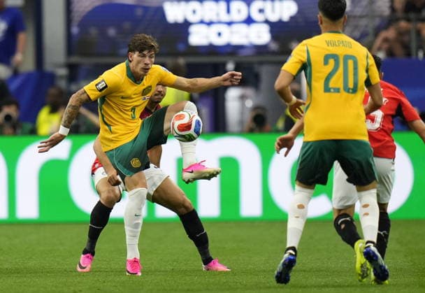 FIFA World Cup, WM, Weltmeisterschaft, Fussball 2026 - Round of 32 - Australia vs Egypt Jordan Bos of Australia in action during the FIFA World Cup 2026 Round of 32 match Australia against Egypt, in Dallas, USA, 03 July 2026. DALLAS United States  Copyright: xJEFFREYxMCWHORTERx