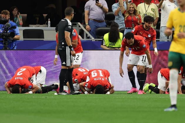 FIFA World Cup, WM, Weltmeisterschaft, Fussball 2026 - Round of 32 - Australia vs Egypt Players of Egypt celebrates the 1-0 lead during the FIFA World Cup 2026 Round of 32 match Australia against Egypt, in Dallas, USA, 03 July 2026. DALLAS United States  Copyright: xCHRISTOPHERxNEUNDORFx