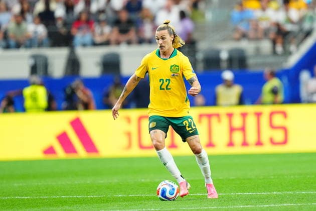 Australia v Egypt - FIFA World Cup, WM, Weltmeisterschaft, Fussball 2026 - Round of 32 ARLINGTON, USA - JULY 03: Jackson Irvine (22) of Australia in action during the 2026 FIFA World Cup Round of 32 match between Australia and Egypt at Dallas Stadium in Arlington, Texas, United States on July 03, 2026. Evrim Aydin Anadolu Texas United States. Editorial use only. Please get in touch for any other usage.  Copyright: x2026xAnadoluxEvrimxAydinx