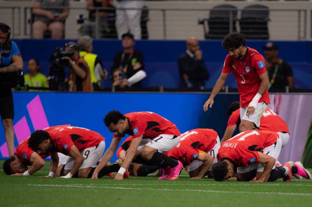 Sport Themen der Woche KW27 Sport Bilder des Tages Players of Egypt celebrates after teams first goal during the FIFA World Cup, WM, Weltmeisterschaft, Fussball 2026 Round of 32 match between Australia and Egypt at Dallas Stadium in Dallas, Texas, United States, on July 3rd, 2026. (Photo by Riquelve Nata Sports Press Photo)  Copyright: xRiquelvexNata SportsxPressxPhotox Sportspressphoto_SPR183875