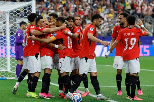 Egypt s players celebrate after scoring the 0-1 during a Round 32 2026 FIFA World Cup, WM, Weltmeisterschaft, Fussball match between Egypt and Australia, at the Dallas Stadium, in Dallas, United States, 03 July 2026. Australia vs Egypt !ACHTUNG: NUR REDAKTIONELLE NUTZUNG!  Copyright: xMariscalx GRAF673 0860691671st