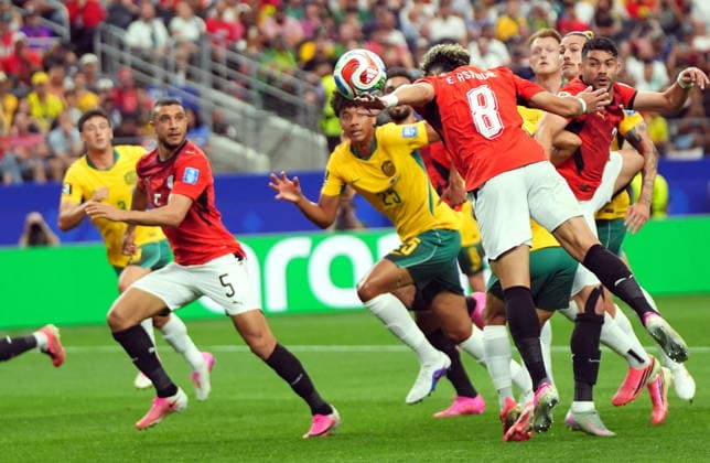 FIFA World Cup, WM, Weltmeisterschaft, Fussball 2026 - Round of 32 - Australia vs Egypt Emam Ashour of Egypt scores the 1-0 during the FIFA World Cup 2026 Round of 32 match Australia against Egypt, in Dallas, USA, 03 July 2026. DALLAS United States  Copyright: xJEFFREYxMCWHORTERx