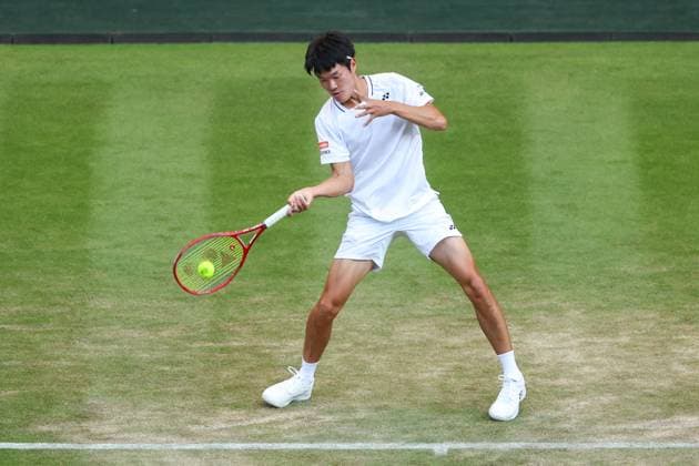 Michael Zheng during his third round match Wimbledon Tennis Championships, Day 5, The All England Lawn Tennis and Croquet Club, London, UK - 03 Jul 2026London The All England Lawn Tennis and United Kingdom  Copyright: xEllaxLing Shutterstockx 16970352el