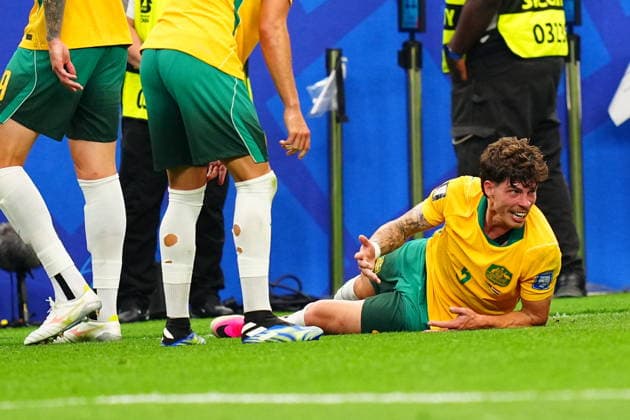 Australia v Egypt - FIFA World Cup, WM, Weltmeisterschaft, Fussball 2026 - Round of 32 ARLINGTON, USA - JULY 03: Jordan Bos (5) of Australia gestures during the 2026 FIFA World Cup Round of 32 match between Australia and Egypt at Dallas Stadium in Arlington, Texas, United States on July 03, 2026. Evrim Aydin Anadolu Texas United States. Editorial use only. Please get in touch for any other usage.  Copyright: x2026xAnadoluxEvrimxAydinx
