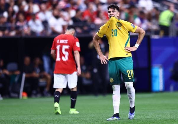 Cristian Volpato of Australia reacts Australia v Egypt, 2026 FIFA World Cup, WM, Weltmeisterschaft, Fussball Round of 32, Football, Dallas Stadium, Arlington, Texas, USA - 03 Jul 2026Arlington Dallas Stadium Texas (TX) United States of America  Copyright: xMichaelxZemanek Shutterstockx 16975786y