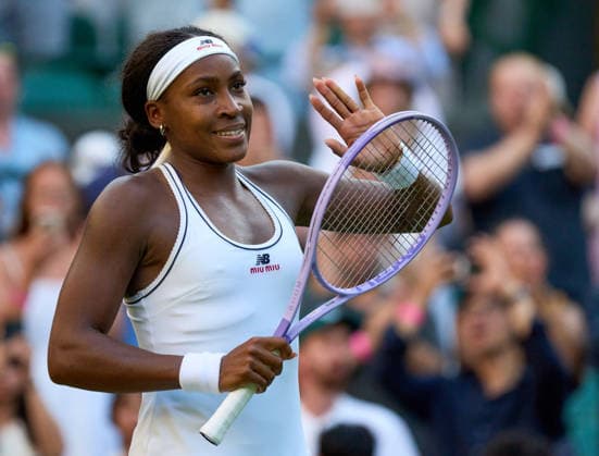 2026 Wimbledon, July 03, Day 5 LONDON, - JULY 3: Coco Gauff of the United States celebrates winning against Claire Liu of the United States during their third round match at 2026 Wimbledon, July 03, Day 5 at The all England club, Wimbledon on July 3, 2026 in London, GBR. London The all England club, Wimbledon GBR Copyright: xPeterxvanxdenxBerg ISIxPhotosx 9445