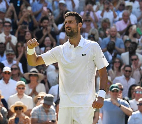 The Championships Wimbledon 2026 The Championships Wimbledon 2026 Day 5 03 .07 2026 Novak Djokovic (SRB) wins second round match Photo:- Roger Parker International Sports Fotos Ltd London UK Copyright: xx