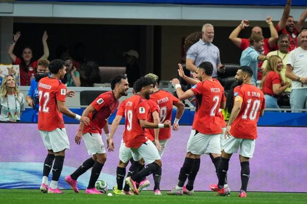Australia v Egypt Round of 32 - FIFA World Cup, WM, Weltmeisterschaft, Fussball 2026 ARLINGTON, TEXAS JULY 3, 2026: Egypt players celebrate after Emam Ashour ( 8) scored against Australia during the FIFA World Cup 2026 Round of 32 match at Dallas Stadium in Arlington, Texas, United States, on July 3, 2026. ( ARLINGTON United States of America Copyright: x xAymanxArefxMohamedxSaadxElxDinx xJNAxPressx