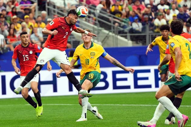 FIFA World Cup, WM, Weltmeisterschaft, Fussball 2026 - Round of 32 - Australia vs Egypt Yasser Ibrahim of Egypt in action as Harry Souttar of Australia looks on during the FIFA World Cup 2026 Round of 32 match Australia against Egypt, in Dallas, USA, 03 July 2026. DALLAS United States  Copyright: xJEFFREYxMCWHORTERx