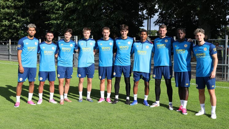 Braunschweig, Trainingsauftakt Braunschweig, 03.07.2026, Fußball, Herren, 2. BL, Saison 2026 2027, Eintracht Braunschweig, Trainingsauftakt, v.l.: Yan Sturm, Samuele di Benedetto, Noah Katterbach, Tristan Wagner, Jan Urbich, Nick Bodon, Junior Ze, Benjamin Uphoff, Glory Kiveta, Damin Kovacevic. Stadion an der Hamburger Straße Niedersachsen Deutschland *** Braunschweig, Start of Training, Braunschweig, July 3, 2026, Soccer, Men s, 2nd Division, 2026–2027 Season, Eintracht Braunschweig, Start of Training, from left: Yan Sturm, Samuele di Benedetto, Noah Katterbach, Tristan Wagner, Jan Urbich, Nick Bodon, Junior Ze, Benjamin Uphoff, Glory Kiveta, Damin Kovacevic; Stadium on Hamburger Straße, Lower Saxony, Germany