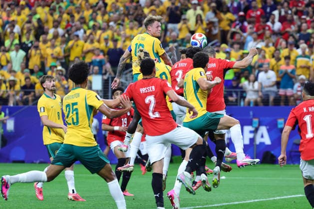 Mohamed Hany of Egypt scores an own goal for Australia during the FIFA World Cup, WM, Weltmeisterschaft, Fussball 2026 last 32 match between Australia and Egypt at AT&T Stadium, Dallas, USA on 3 July 2026. Copyright: xPeterxDovganx 45210036