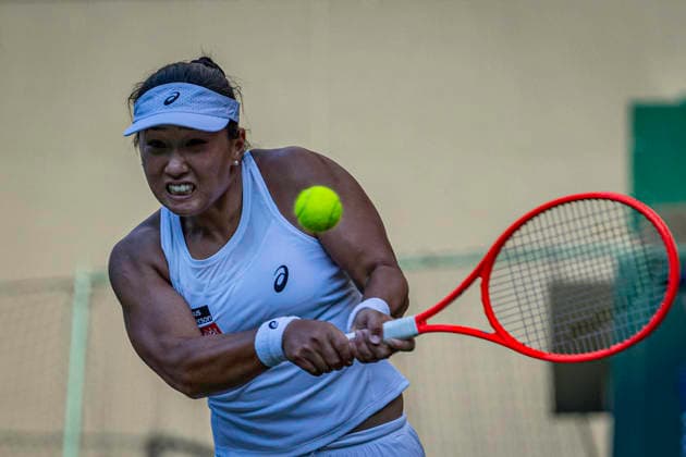 RECORD DATE NOT STATED 3rd July 2026; All England Lawn Tennis and Croquet Club, London, England; Wimbledon Tennis Tournament, Day Five; Claire Liu (USA) plays a backhand in her third round match against Coco Gauff (USA) GodfreyxPitt