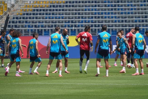 Fußball, FIFA WM, Nationalteam Spanien, Training Players of the Spanish national team, Nationalteam train in Los Angeles, USA, 03 July 2026. Spain national team training !ACHTUNG: NUR REDAKTIONELLE NUTZUNG!  Copyright: xOmarxAlonsox GR5157 20260703-55020792669_1