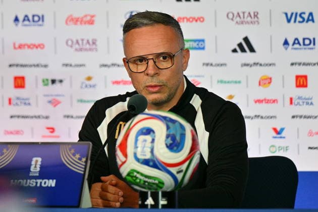 FIFA World Cup, WM, Weltmeisterschaft, Fussball 2026 - Morocco press conference, PK, Pressekonferenz Head coach Mohamed Ouahbi of Morocco attends a press conference, in Houston, USA, 03 July 2026. Morocco will face Canada on 04 July in a 2026 FIFA World Cup Round of 16 match. HOUSTON Texas United States  Copyright: xSAMxWASSONx