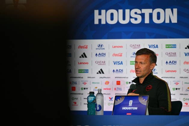 FIFA World Cup, WM, Weltmeisterschaft, Fussball 2026 - Canada press conference, PK, Pressekonferenz Head coach Jesse Marsch of Canada attends a press conference, in Houston, USA, 03 July 2026. Canada will face Morocco on 04 July in a 2026 FIFA World Cup Round of 16 match. HOUSTON Texas United States  Copyright: xSAMxWASSONx