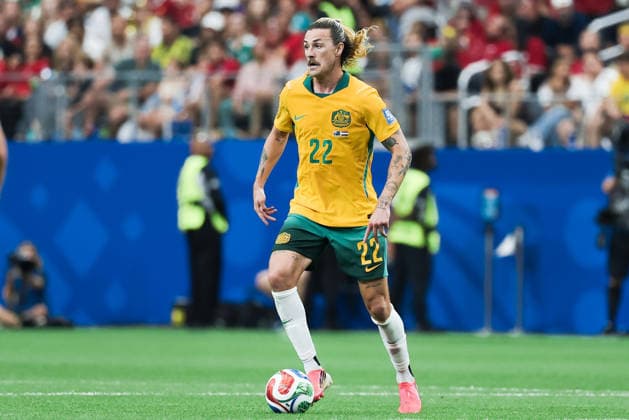 Jackson Irvine of Australia controls the ball during a FIFA Men’s World Cup 2026 round of 32 football match between Australia and Egypt at Dallas Stadium, in Arlington on July 03 2026 (Photo by Leo Barrilari SPP)  Copyright: xLeoxBarrilari SPPx Sportspressphoto_SPR184087