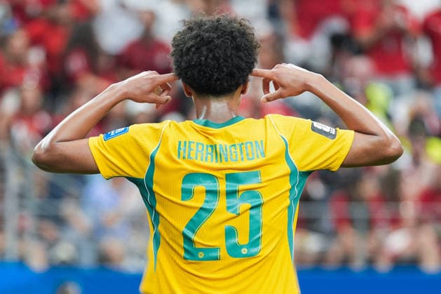 Lucas Herrington of Australia gestures during a FIFA Men’s World Cup 2026 round of 32 football match between Australia and Egypt at Dallas Stadium, in Arlington on July 03 2026 (Photo by LVDIDI SPP)  Copyright: xLVDIDI SPPx Sportspressphoto_SPR184096