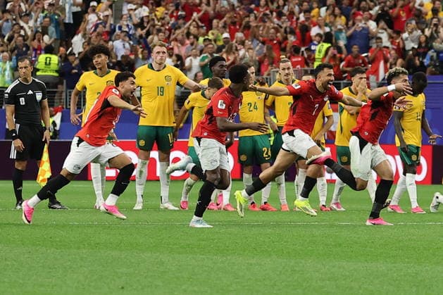 FIFA World Cup, WM, Weltmeisterschaft, Fussball 2026 - Round of 32 - Australia vs Egypt Players of Egypt celebrate after winning the FIFA World Cup 2026 Round of 32 match Australia against Egypt, in Dallas, USA, 03 July 2026. DALLAS United States  Copyright: xCHRISTOPHERxNEUNDORFx