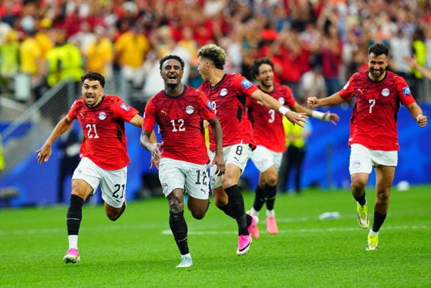 Australia v Egypt - FIFA World Cup, WM, Weltmeisterschaft, Fussball 2026 - Round of 32 ARLINGTON, USA - JULY 03: Players of Egypt celebrate after winning at the shoot-out of the 2026 FIFA World Cup Round of 32 match between Australia and Egypt at Dallas Stadium in Arlington, Texas, United States on July 03, 2026. Evrim Aydin Anadolu Texas United States. Editorial use only. Please get in touch for any other usage.  Copyright: x2026xAnadoluxEvrimxAydinx