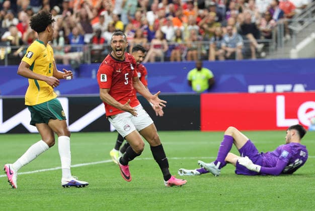 (260704) -- DALLAS, July 4, 2026 -- Ramy Rabia (2nd L) of Egypt reacts as he misses a chance during the round of 32 match between Australia and Egypt at the 2026 FIFA World Cup, WM, Weltmeisterschaft, Fussball at Dallas Stadium in Dallas, the United States, July 3, 2026. ) (SP)U.S.-DALLAS-FOOTBALL-FIFA WORLD CUP-ROUND OF 32-AUS VS EGY LixYing 