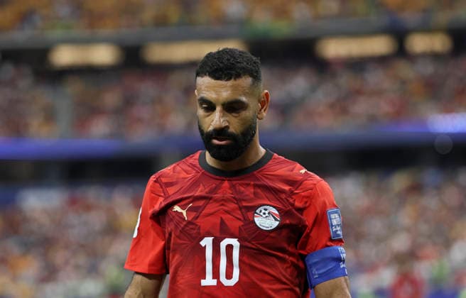 (260704) -- DALLAS, July 4, 2026 -- Mohamed Salah of Egypt reacts during the round of 32 match between Australia and Egypt at the 2026 FIFA World Cup, WM, Weltmeisterschaft, Fussball at Dallas Stadium in Dallas, the United States, July 3, 2026. ) (SP)U.S.-DALLAS-FOOTBALL-FIFA WORLD CUP-ROUND OF 32-AUS VS EGY LixYing 