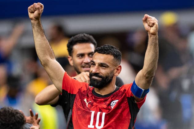 Mohamed Salah of Egypt celebrates after win during the FIFA World Cup, WM, Weltmeisterschaft, Fussball 2026 Round of 32 match between Australia and Egypt at Dallas Stadium in Dallas, Texas, United States, on July 3rd, 2026. (Photo by Riquelve Nata Sports Press Photo)  Copyright: xRiquelvexNata SportsxPressxPhotox Sportspressphoto_SPR184107
