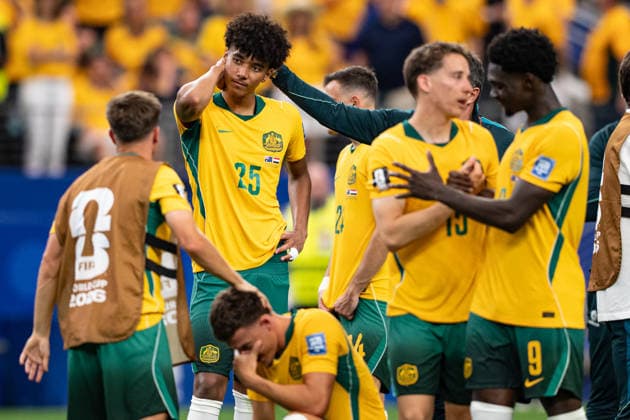 Australia Players gestures after defeat during the FIFA World Cup, WM, Weltmeisterschaft, Fussball 2026 Round of 32 match between Australia and Egypt at Dallas Stadium in Dallas, Texas, United States, on July 3rd, 2026. (Photo by Riquelve Nata Sports Press Photo)  Copyright: xRiquelvexNata SportsxPressxPhotox Sportspressphoto_SPR184115