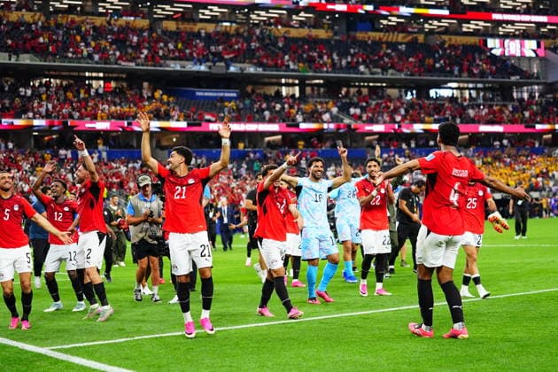 Australia v Egypt - FIFA World Cup, WM, Weltmeisterschaft, Fussball 2026 - Round of 32 ARLINGTON, USA - JULY 03: Players of Egypt celebrate after the 2026 FIFA World Cup Round of 32 match between Australia and Egypt at Dallas Stadium in Arlington, Texas, United States on July 03, 2026. Evrim Aydin Anadolu Texas United States. Editorial use only. Please get in touch for any other usage.  Copyright: x2026xAnadoluxEvrimxAydinx