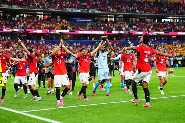 Australia v Egypt - FIFA World Cup, WM, Weltmeisterschaft, Fussball 2026 - Round of 32 ARLINGTON, USA - JULY 03: Players of Egypt celebrate after the 2026 FIFA World Cup Round of 32 match between Australia and Egypt at Dallas Stadium in Arlington, Texas, United States on July 03, 2026. Evrim Aydin Anadolu Texas United States. Editorial use only. Please get in touch for any other usage.  Copyright: x2026xAnadoluxEvrimxAydinx