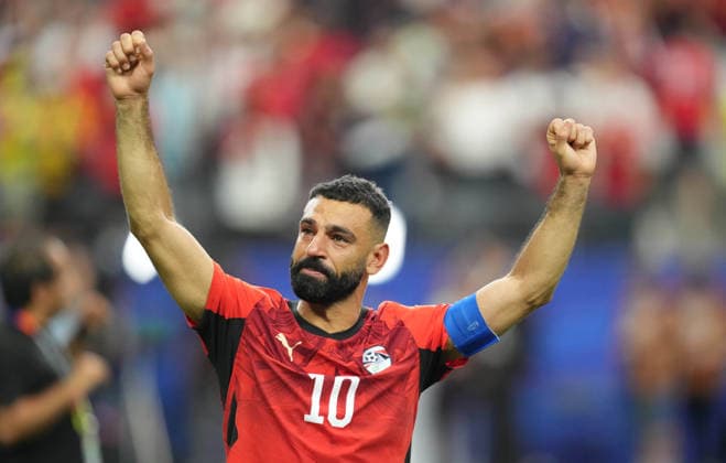 Mohamed Salah (Egypt) with post game celebration during Australia and Egypt, Round of 32 FIFA World Cup, WM, Weltmeisterschaft, Fussball 2026, Dallas Stadium, Arlington, United States on July 3, 2026. Thor Wegner DeFodi Images. (Photo by DeFodi Images) - *** Mohamed Salah of Egypt celebrating after the game between Australia and Egypt in the Round of 32 of the 2026 FIFA World Cup at Dallas Stadium in Arlington, United States, on July 3, 2026. Photo by DeFodi Images (Thor Wegner)