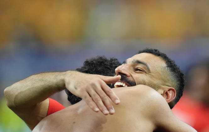 Mohamed Salah (Egypt) with post game celebration during Australia and Egypt, Round of 32 FIFA World Cup, WM, Weltmeisterschaft, Fussball 2026, Dallas Stadium, Arlington, United States on July 3, 2026. Thor Wegner DeFodi Images. (Photo by DeFodi Images) - *** Mohamed Salah of Egypt celebrating after the game between Australia and Egypt in the Round of 32 of the 2026 FIFA World Cup at Dallas Stadium in Arlington, United States, on July 3, 2026. Photo by DeFodi Images (Thor Wegner)