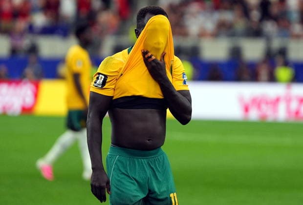 FIFA World Cup, WM, Weltmeisterschaft, Fussball 2026 - Round of 32 - Australia vs Egypt Awer Mabil of Australia reacts after losing the penalty shoot out during the FIFA World Cup 2026 Round of 32 match Australia against Egypt, in Dallas, USA, 03 July 2026. DALLAS United States  Copyright: xJEFFREYxMCWHORTERx