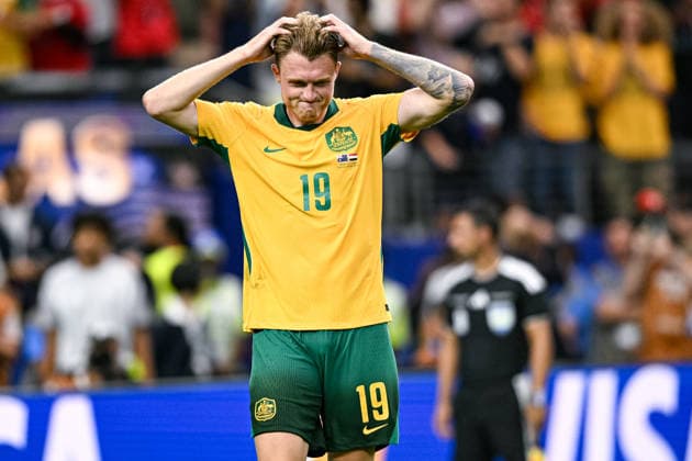 Harry Souttar of Australia gestures after misses a penalty during the FIFA World Cup, WM, Weltmeisterschaft, Fussball 2026 Round of 32 match between Australia and Egypt at Dallas Stadium in Dallas, Texas, United States, on July 3rd, 2026. (Photo by Riquelve Nata Sports Press Photo)  Copyright: xRiquelvexNata SportsxPressxPhotox Sportspressphoto_SPR184135