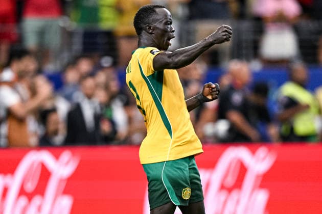 Awer Mabil of Australia celebrates after score a penalty during the FIFA World Cup, WM, Weltmeisterschaft, Fussball 2026 Round of 32 match between Australia and Egypt at Dallas Stadium in Dallas, Texas, United States, on July 3rd, 2026. (Photo by Riquelve Nata Sports Press Photo)  Copyright: xRiquelvexNata SportsxPressxPhotox Sportspressphoto_SPR184141