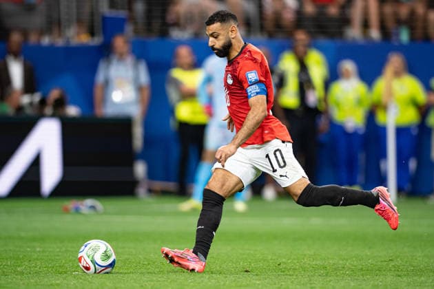 Mohamed Salah of Egypt shooting a penalty during the FIFA World Cup, WM, Weltmeisterschaft, Fussball 2026 Round of 32 match between Australia and Egypt at Dallas Stadium in Dallas, Texas, United States, on July 3rd, 2026. (Photo by Riquelve Nata Sports Press Photo)  Copyright: xRiquelvexNata SportsxPressxPhotox Sportspressphoto_SPR184144