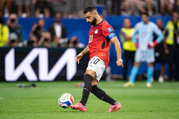 Mohamed Salah of Egypt shooting a penalty during the FIFA World Cup, WM, Weltmeisterschaft, Fussball 2026 Round of 32 match between Australia and Egypt at Dallas Stadium in Dallas, Texas, United States, on July 3rd, 2026. (Photo by Riquelve Nata Sports Press Photo)  Copyright: xRiquelvexNata SportsxPressxPhotox Sportspressphoto_SPR184145