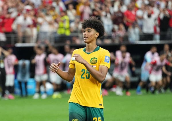 Lucas Herrington (Australia) during Australia and Egypt, Round of 32 FIFA World Cup, WM, Weltmeisterschaft, Fussball 2026, Dallas Stadium, Arlington, United States on July 3, 2026. Thor Wegner DeFodi Images. (Photo by DeFodi Images) - *** Lucas Herrington of Australia during the Australia vs. Egypt match in the Round of 32 of the 2026 FIFA World Cup at Dallas Stadium in Arlington, United States, on July 3, 2026. Photo by Thor Wegner, DeFodi Images