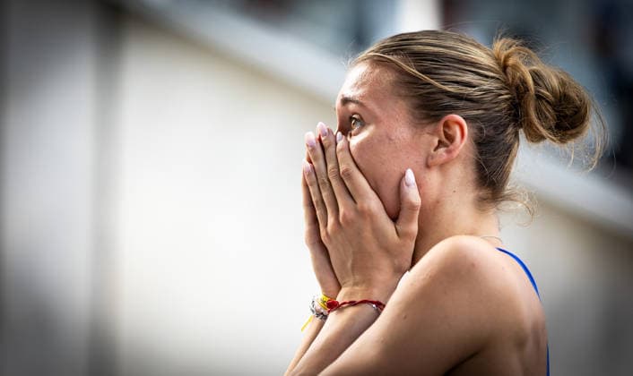 Deutsche Meisterschaften U23 U18; Bochum-Wattenscheid, 03.07.2026 Kann es selbst kaum glauben: Johanna Martin (1. LAV Rostock) nach ihrem 400m-Vorlauf in 50,57 Sekunden; Deutsche Meisterschaften U23 U18 am 03.07.2026 im Lohrheidestadion in Bochum-Wattenscheid (Nordrhein-Westfalen). *** German U23 and U18 Championships, Bochum-Wattenscheid, July 3, 2026. Johanna Martin (1, LAV Rostock) can hardly believe it herself after her 400-meter preliminary heat in 50.57 seconds at the German U23 and U18 Championships on July 3, 2026, at the Lohrheidestadion in Bochum-Wattenscheid, North Rhine-Westphalia Copyright: xBEAUTIFULxSPORTS R.xSchmittx