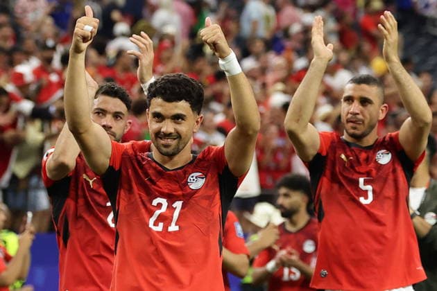 FIFA World Cup, WM, Weltmeisterschaft, Fussball 2026 - Round of 32 - Australia vs Egypt Mahmoud Saber (L) of Egypt and teammates celebrate after winning the FIFA World Cup 2026 Round of 32 match Australia against Egypt, in Dallas, USA, 03 July 2026. DALLAS United States  Copyright: xCHRISTOPHERxNEUNDORFx