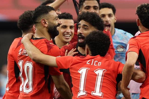 FIFA World Cup, WM, Weltmeisterschaft, Fussball 2026 - Round of 32 - Australia vs Egypt Mohamed Salah (2-L) of Egypt and teammates celebrate after winning the FIFA World Cup 2026 Round of 32 match Australia against Egypt, in Dallas, USA, 03 July 2026. DALLAS United States  Copyright: xCHRISTOPHERxNEUNDORFx