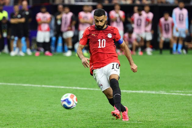 Mohamed Salah of Egypt chips and scores his penalty during the Penalty shoot out during the FIFA World Cup, WM, Weltmeisterschaft, Fussball 2026 last 32 match between Australia and Egypt at AT&T Stadium, Dallas, USA on 3 July 2026. Copyright: xPeterxDovganx 45210047