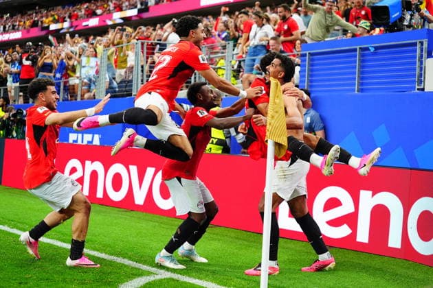 Australia v Egypt - FIFA World Cup, WM, Weltmeisterschaft, Fussball 2026 - Round of 32 ARLINGTON, USA - JULY 03: Players of Egypt celebrate after winning at the shoot-out of the 2026 FIFA World Cup Round of 32 match between Australia and Egypt at Dallas Stadium in Arlington, Texas, United States on July 03, 2026. Evrim Aydin Anadolu Texas United States. Editorial use only. Please get in touch for any other usage.  Copyright: x2026xAnadoluxEvrimxAydinx